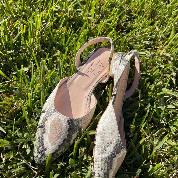 AGL snake print leather slingback flat shoes size 38 / 8 US